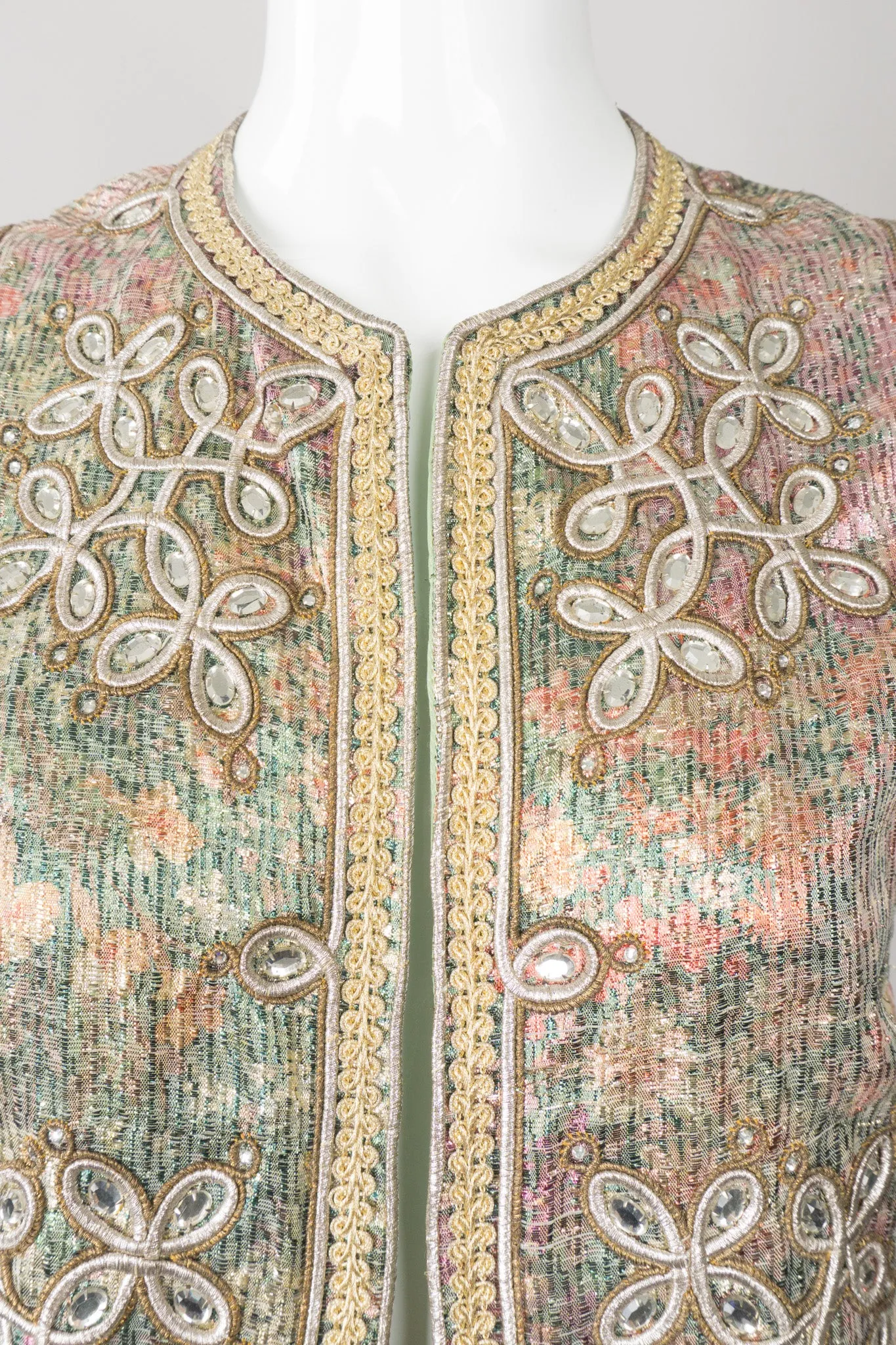 Embellished Lamé Vest & Belt Set