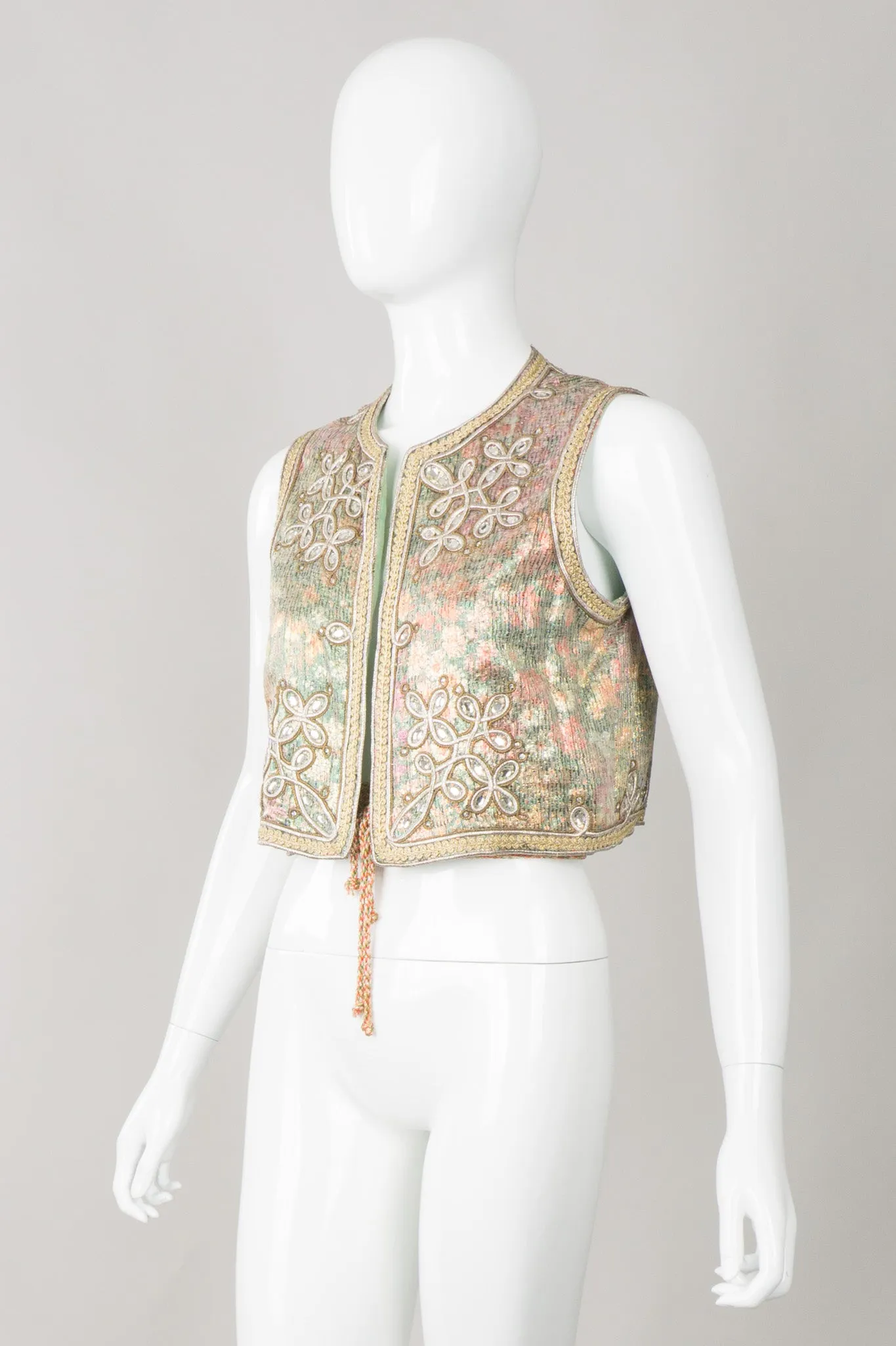 Embellished Lamé Vest & Belt Set