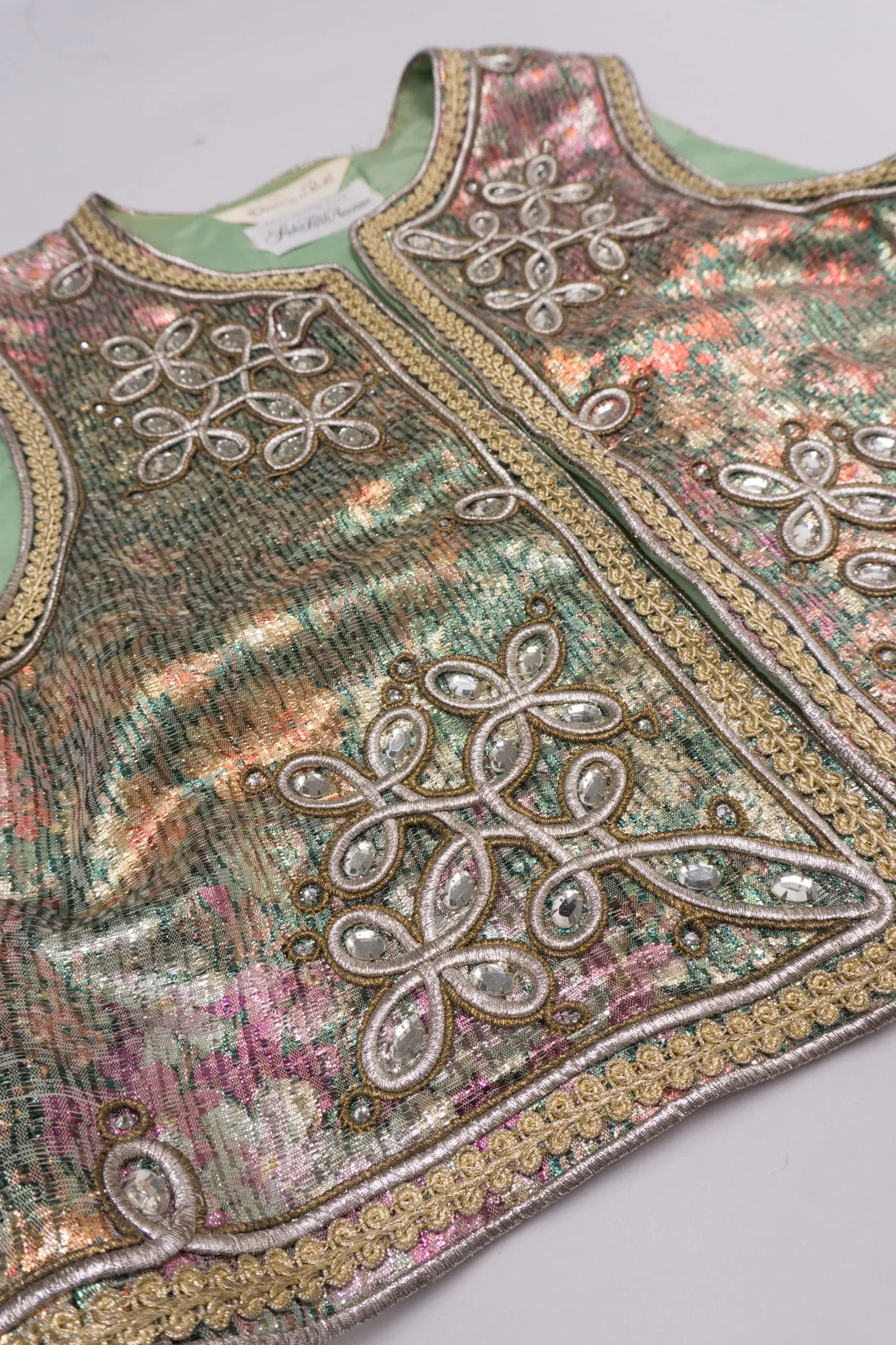 Embellished Lamé Vest & Belt Set