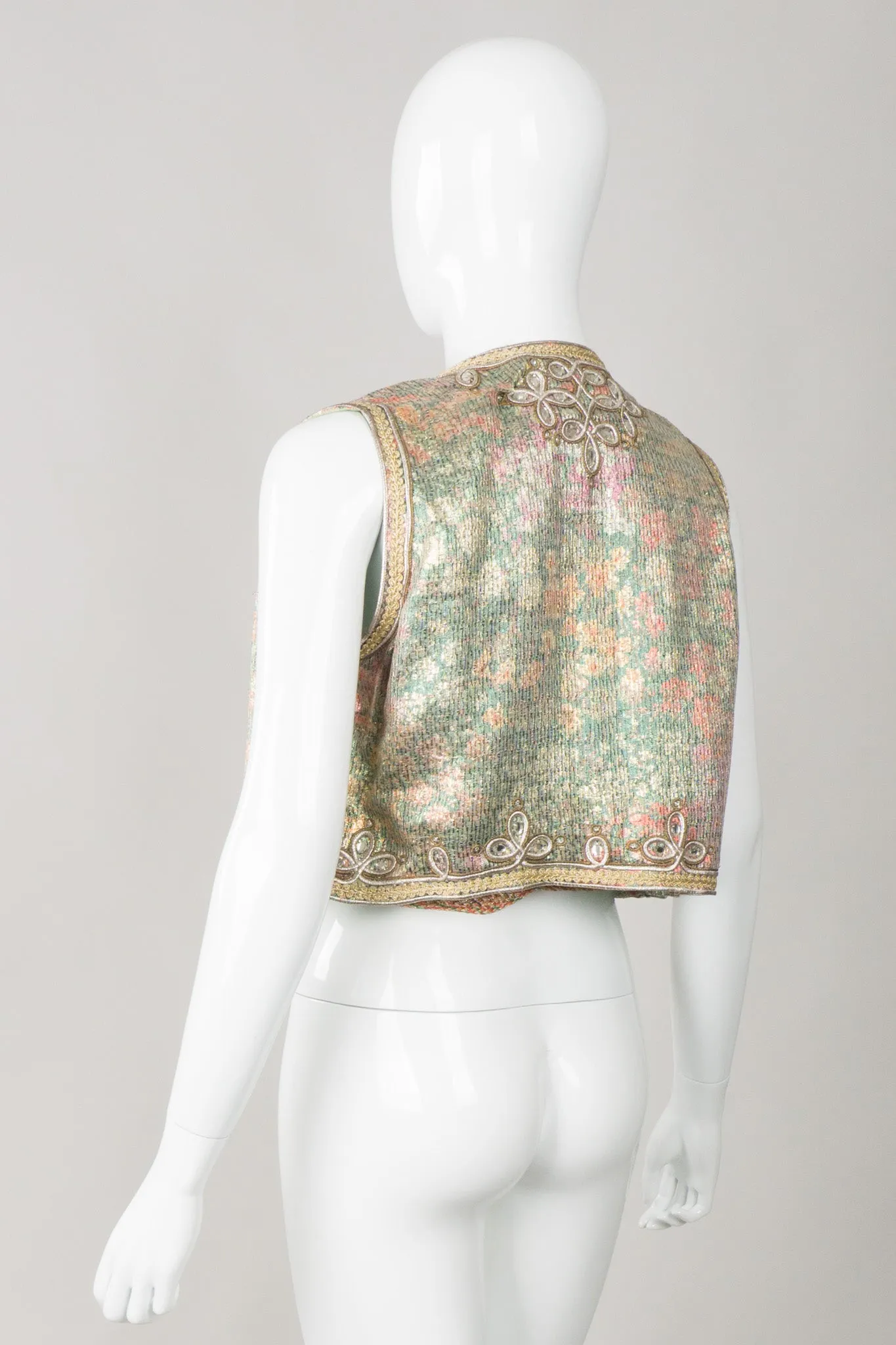 Embellished Lamé Vest & Belt Set