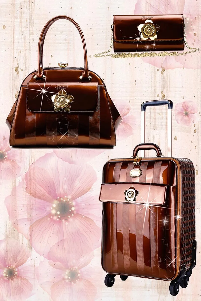 Floral Accent 3PC Set | Travel Luggage with Spinner Wheels [KDL-3pcs/Set]