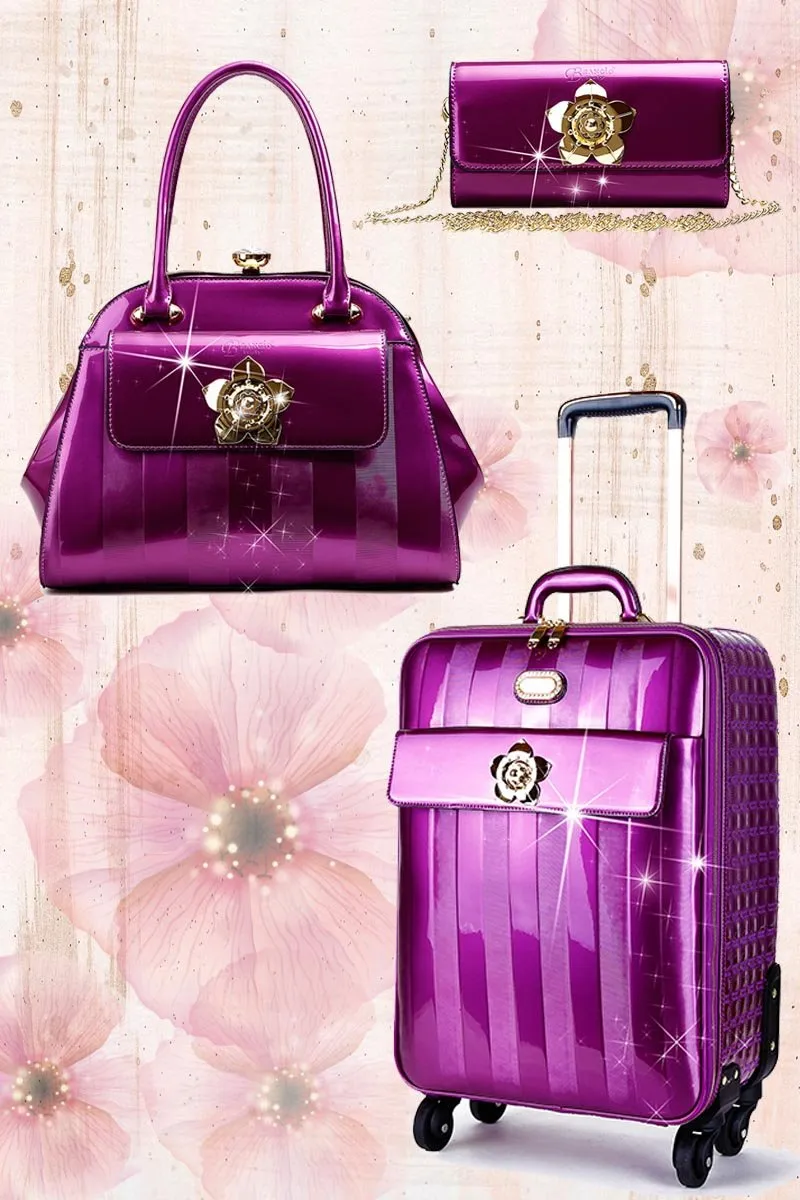 Floral Accent 3PC Set | Travel Luggage with Spinner Wheels [KDL-3pcs/Set]