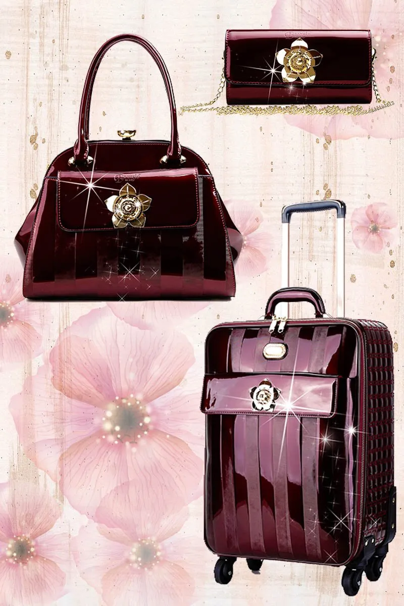 Floral Accent 3PC Set | Travel Luggage with Spinner Wheels [KDL-3pcs/Set]