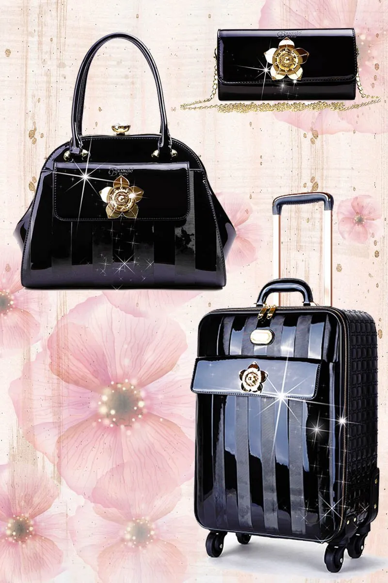 Floral Accent 3PC Set | Travel Luggage with Spinner Wheels [KDL-3pcs/Set]