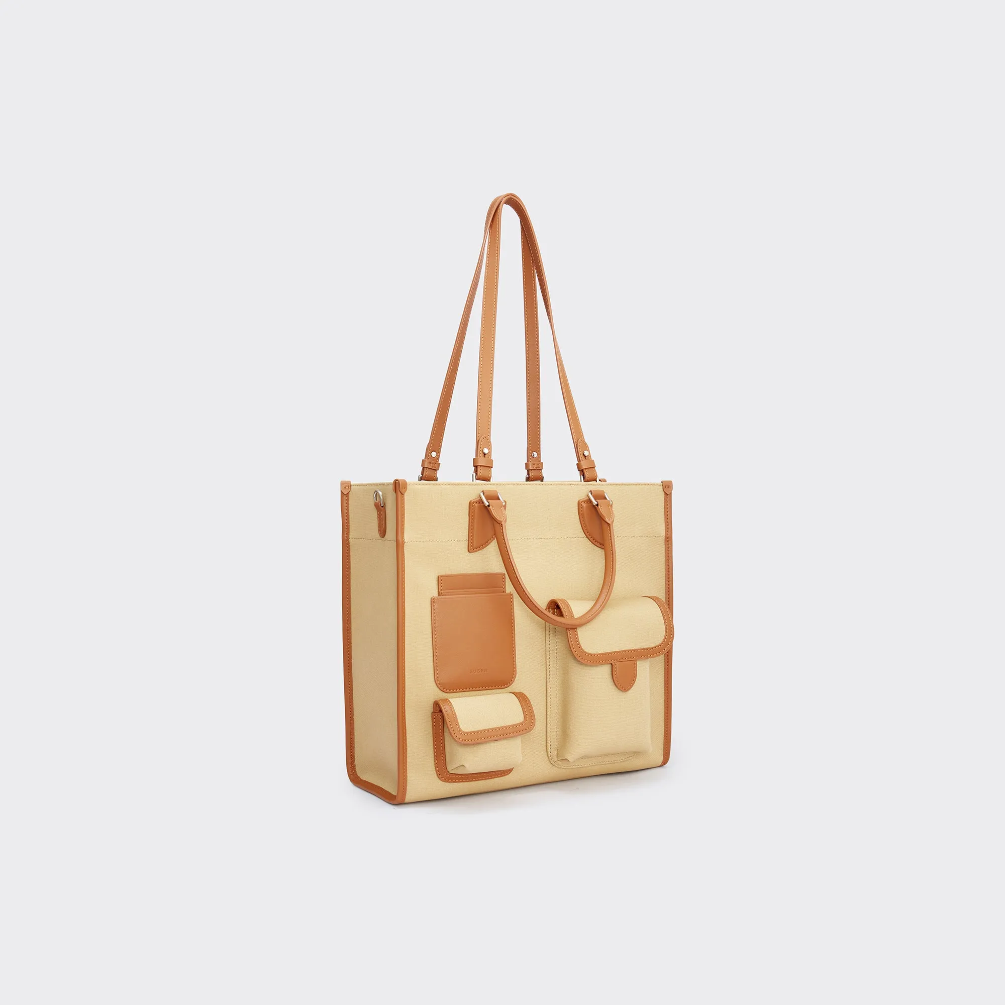 Gabriel Vertical Edition Small Size Canvas Tote- Khaki