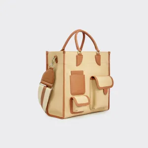 Gabriel Vertical Edition Small Size Canvas Tote- Khaki