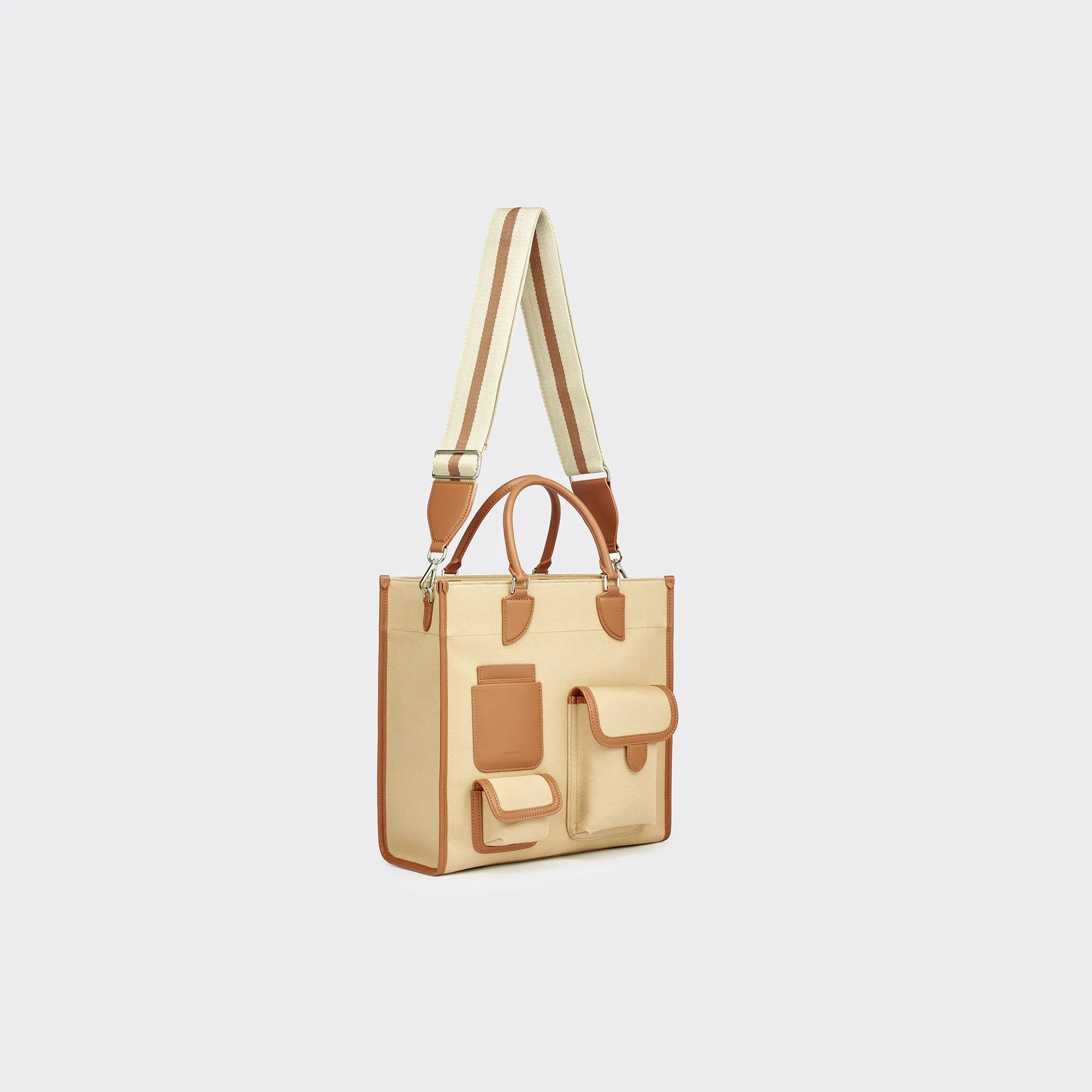 Gabriel Vertical Edition Small Size Canvas Tote- Khaki