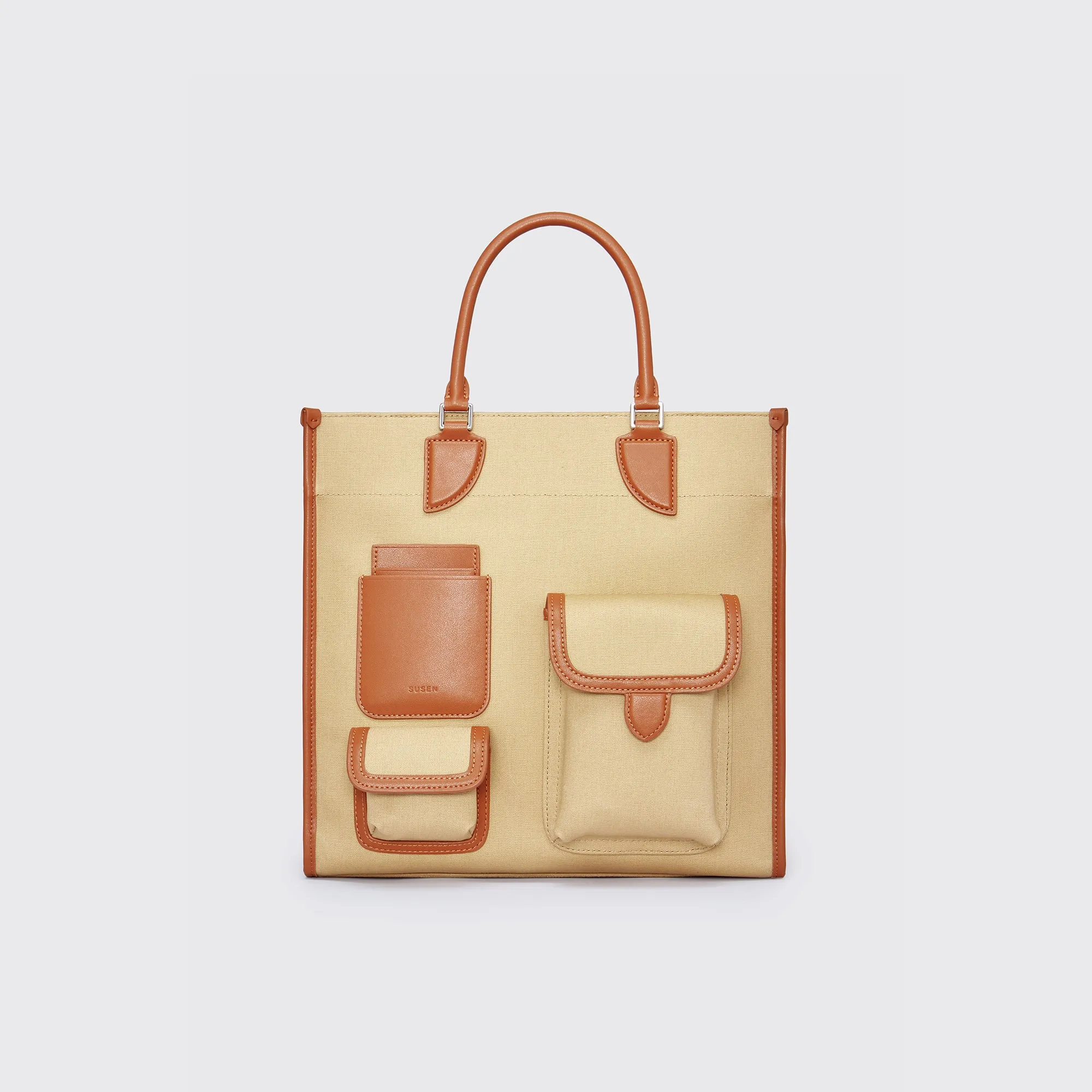 Gabriel Vertical Edition Small Size Canvas Tote- Khaki