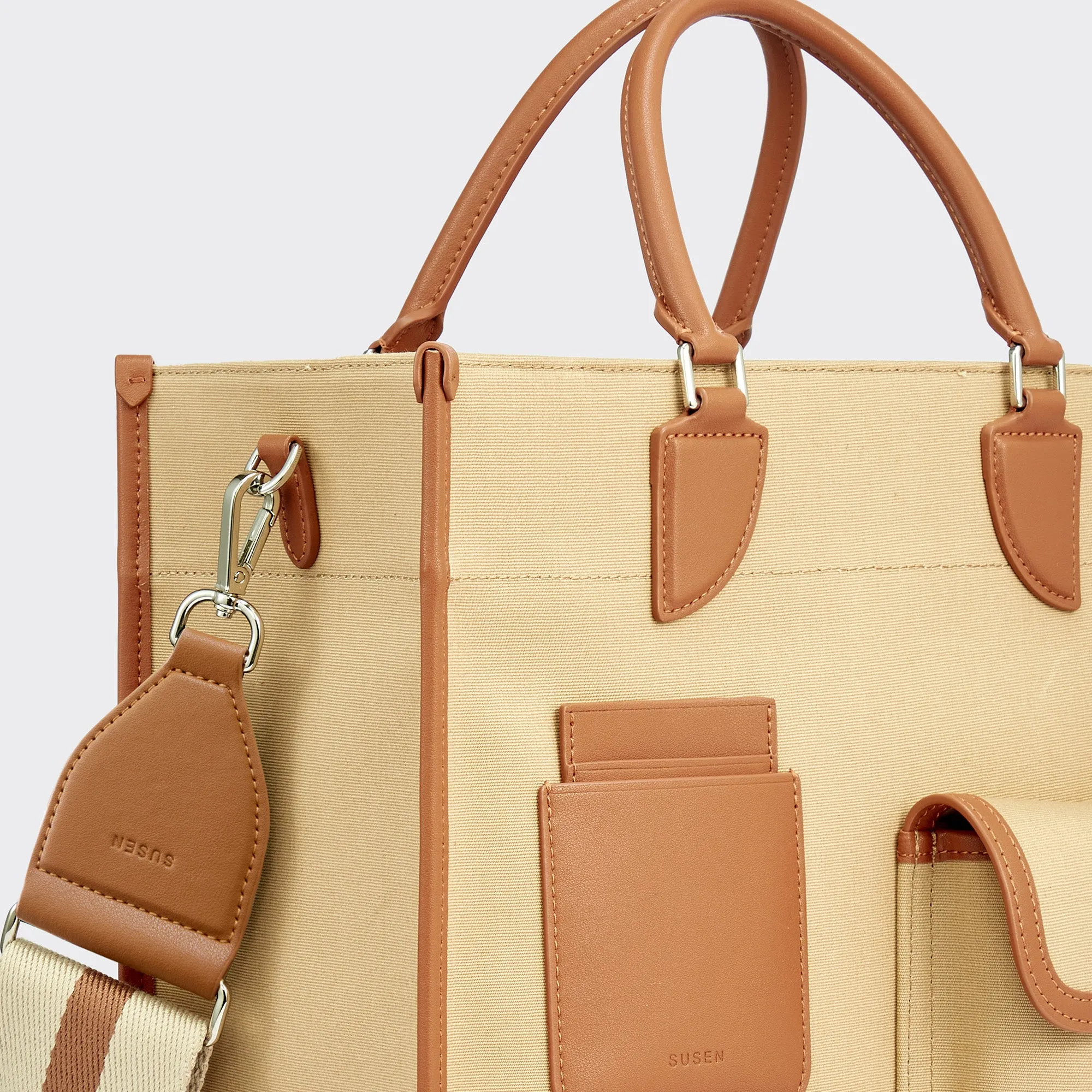 Gabriel Vertical Edition Small Size Canvas Tote- Khaki