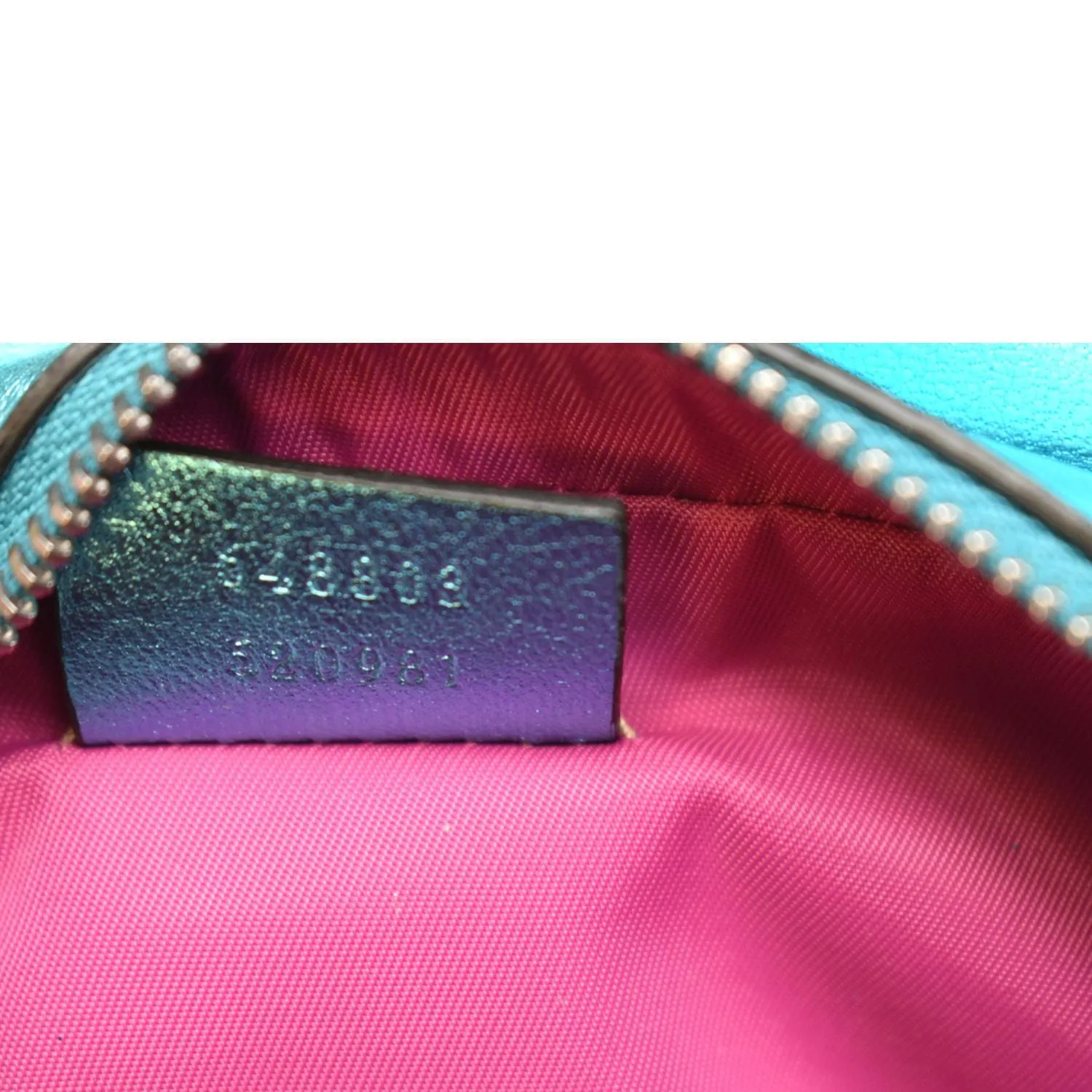 Gucci Kid's Glitter Butterfly Leather Shoulder Bag Metallic Blue 648809