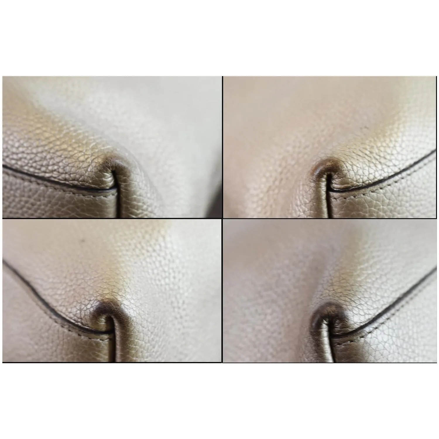GUCCI Soho Pebbled Leather Chain Shoulder Bag 308982 Beige