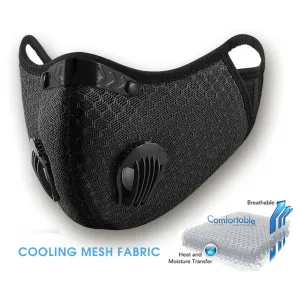 Gym Face Cover made of 3d Mesh With Filter and Valves - Black - Blue - Camo