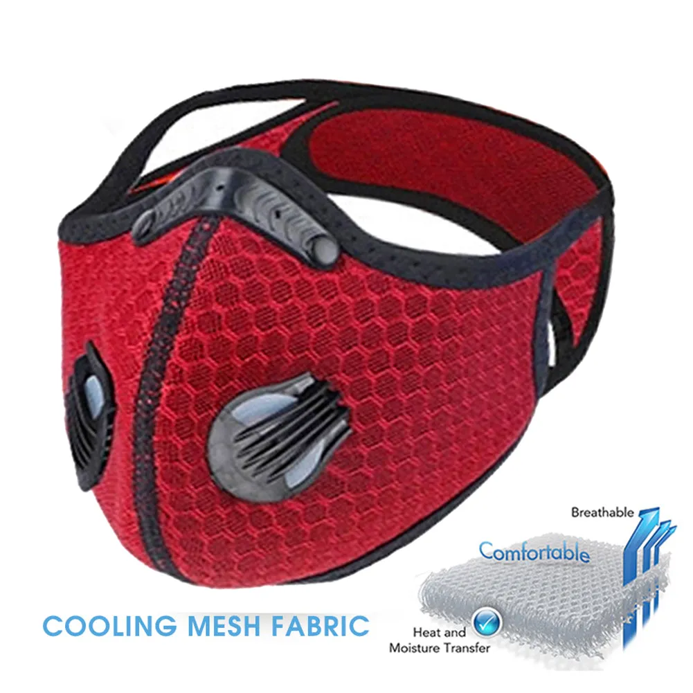Gym Face Cover made of 3d Mesh With Filter and Valves - Black - Blue - Camo