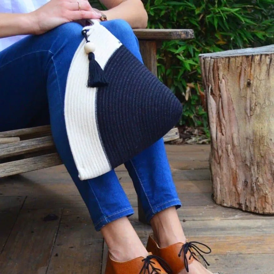 Handle Clutch Bag Black Solid