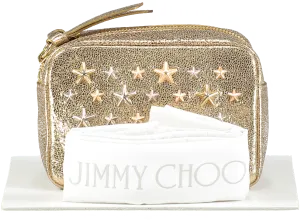 Jimmy Choo Metallic Leather Gold Star Embellished Pouch Clutch bag
