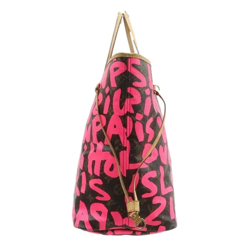 LOUIS VUITTON Neverfull GM Monogram Graffiti Tote Bag Pink