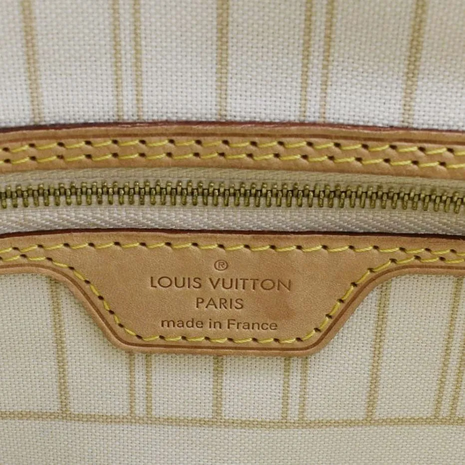 LOUIS VUITTON Neverfull PM Damier Azur Tote Bag White