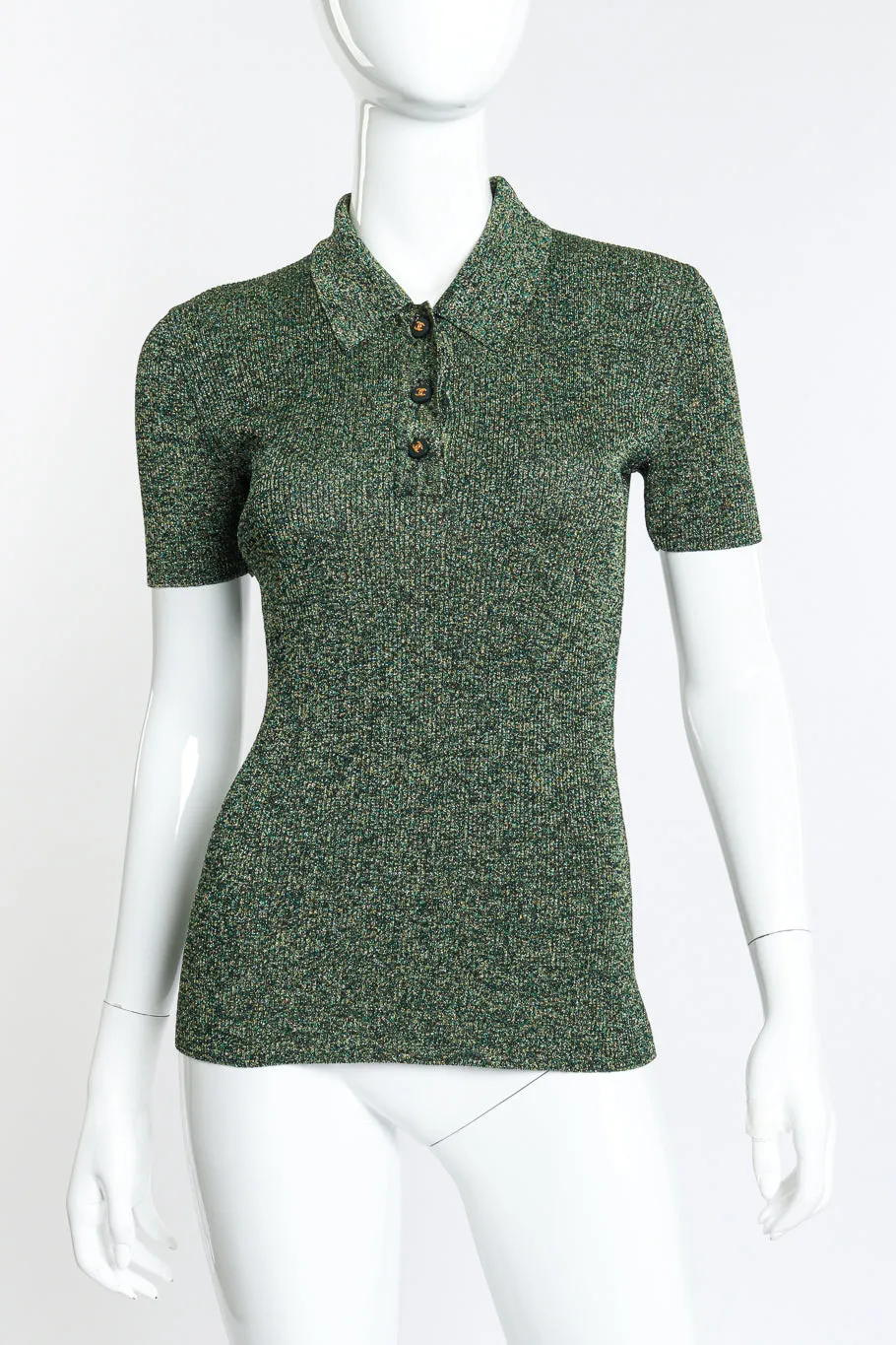 Lurex Knit Polo Top