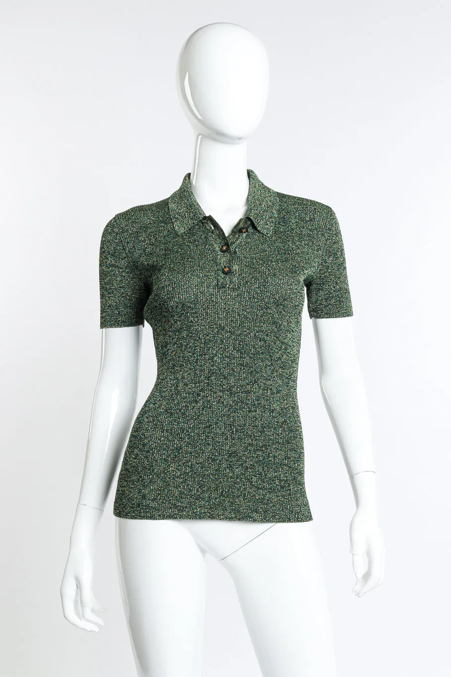 Lurex Knit Polo Top
