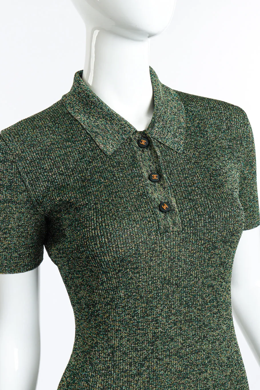 Lurex Knit Polo Top