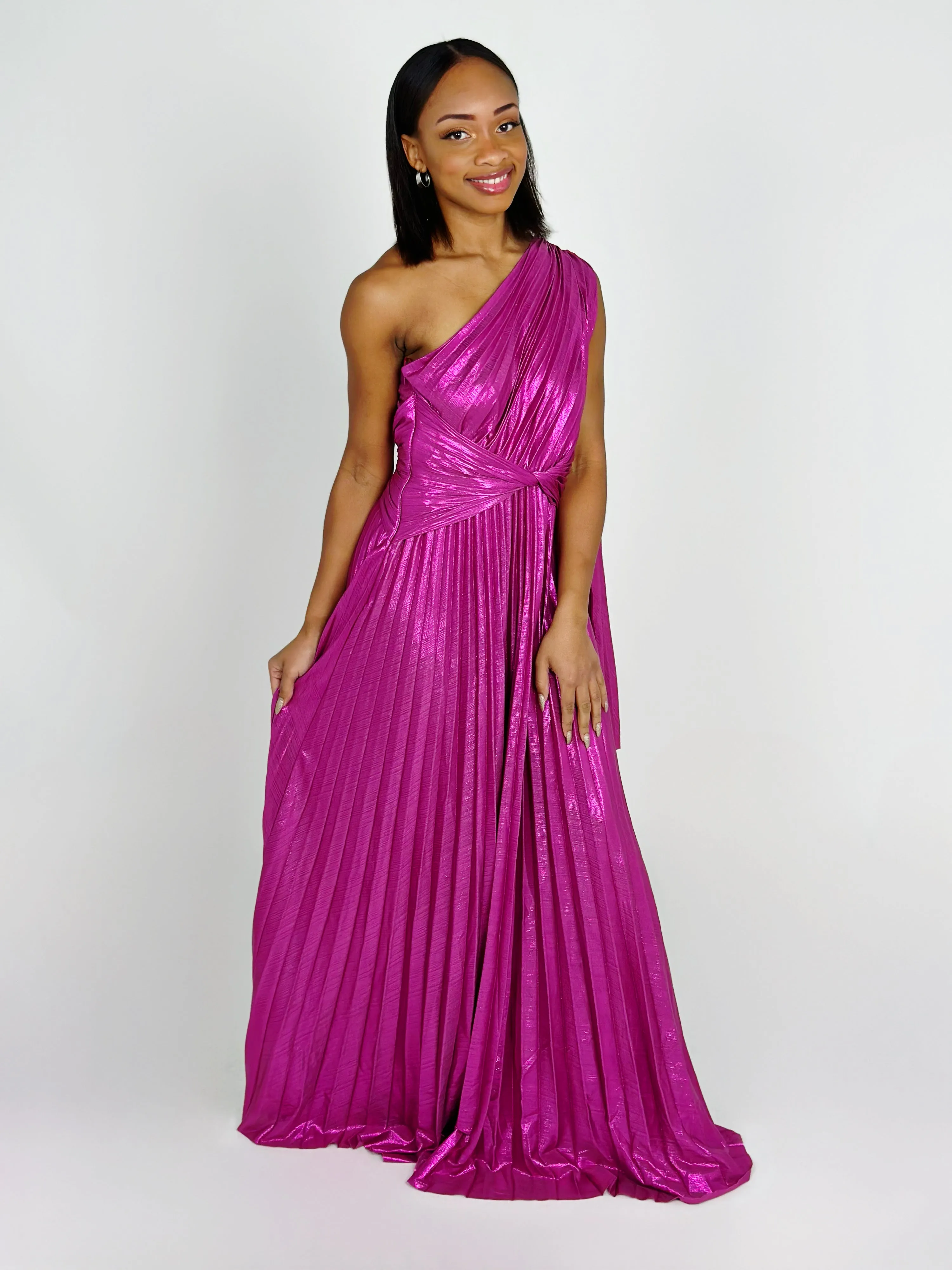 Magenta One Shoulder Dress