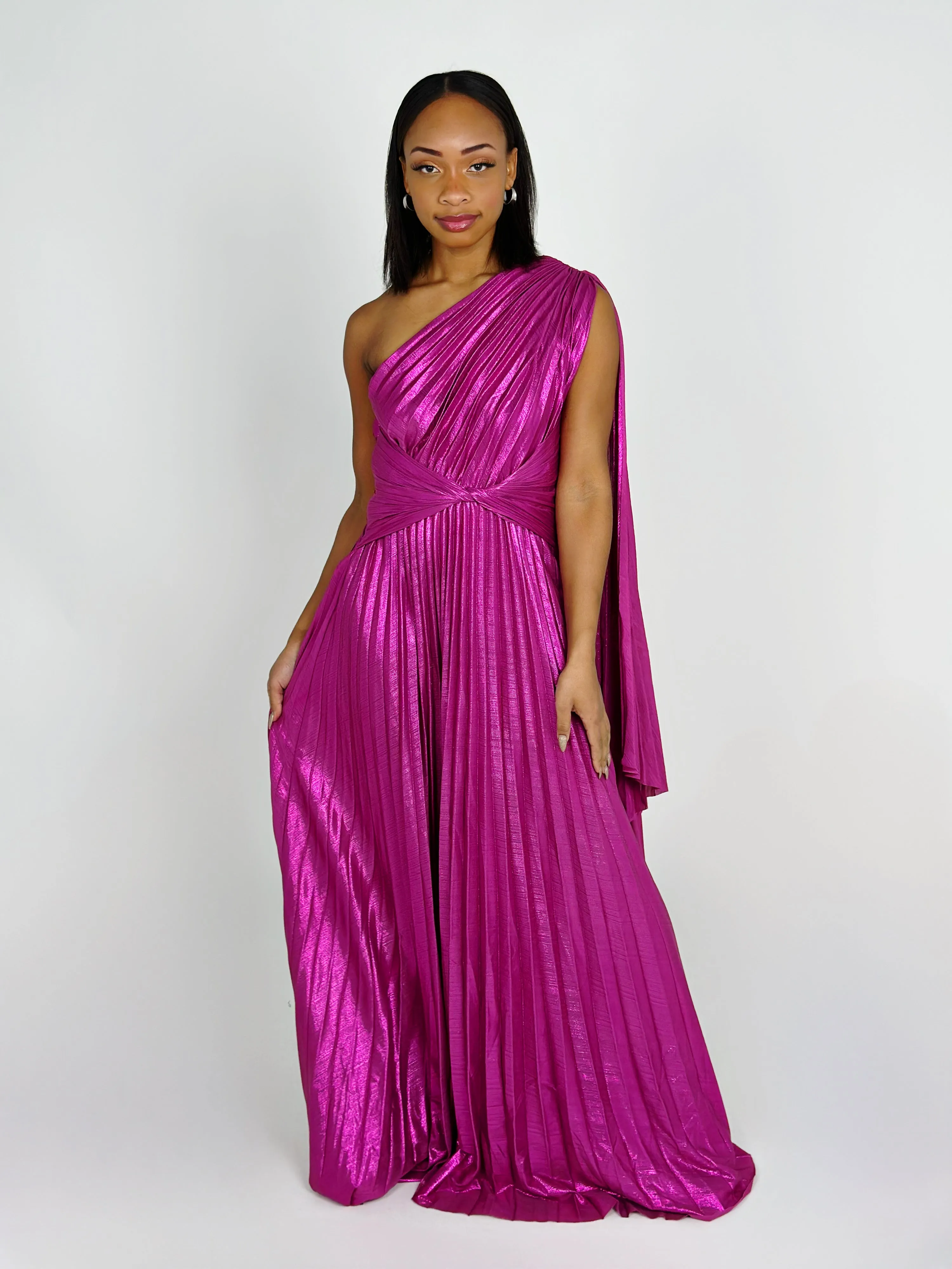 Magenta One Shoulder Dress