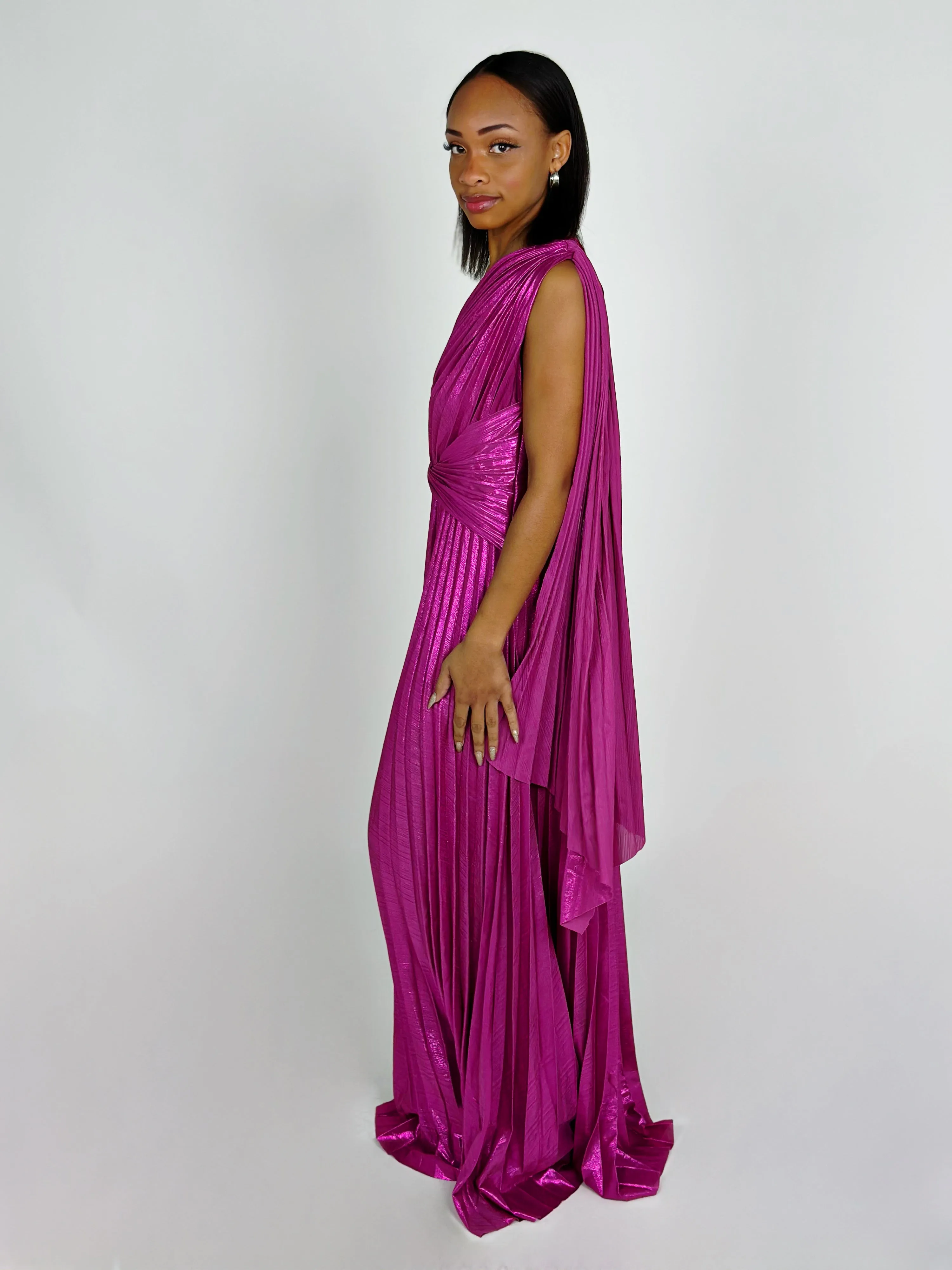 Magenta One Shoulder Dress