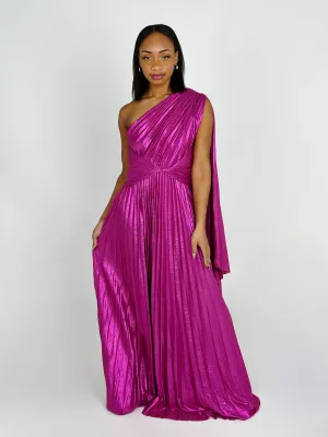 Magenta One Shoulder Dress