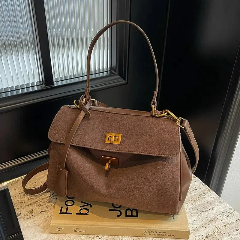 Metal Buckle Shoulder Handbag