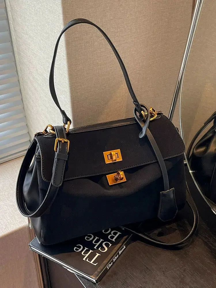 Metal Buckle Shoulder Handbag
