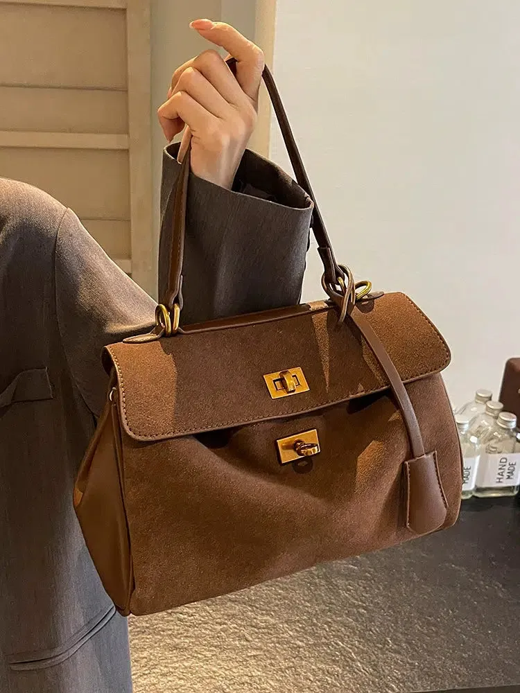 Metal Buckle Shoulder Handbag