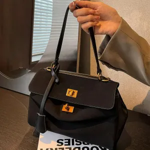 Metal Buckle Shoulder Handbag