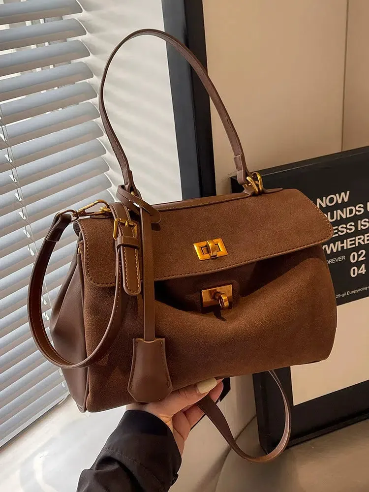 Metal Buckle Shoulder Handbag