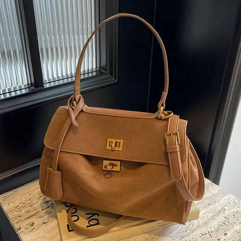 Metal Buckle Shoulder Handbag
