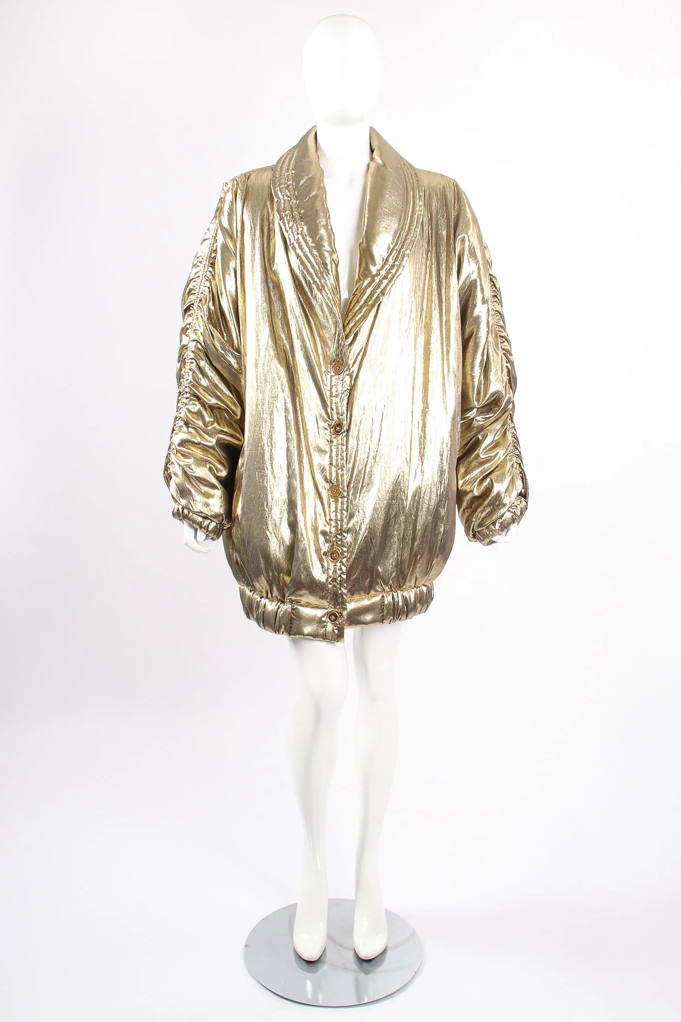 Metallic Lamé Puffer Coat