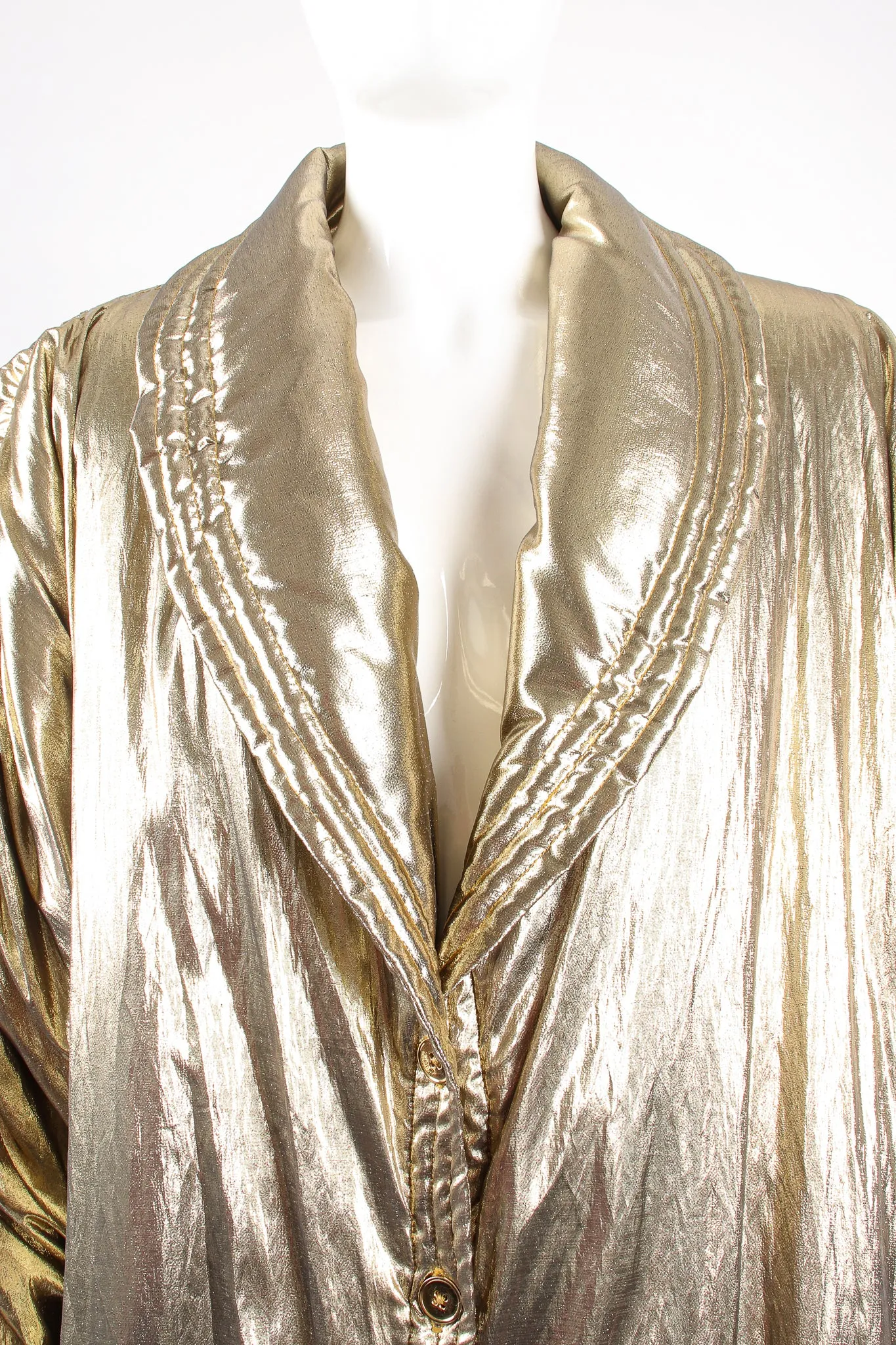 Metallic Lamé Puffer Coat