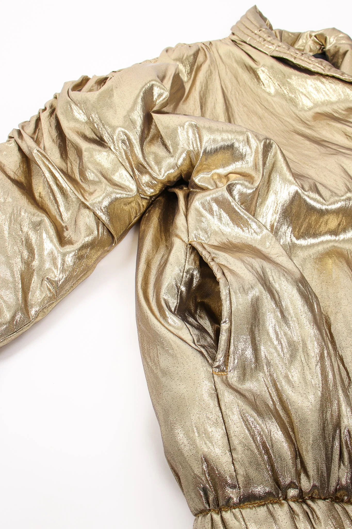 Metallic Lamé Puffer Coat