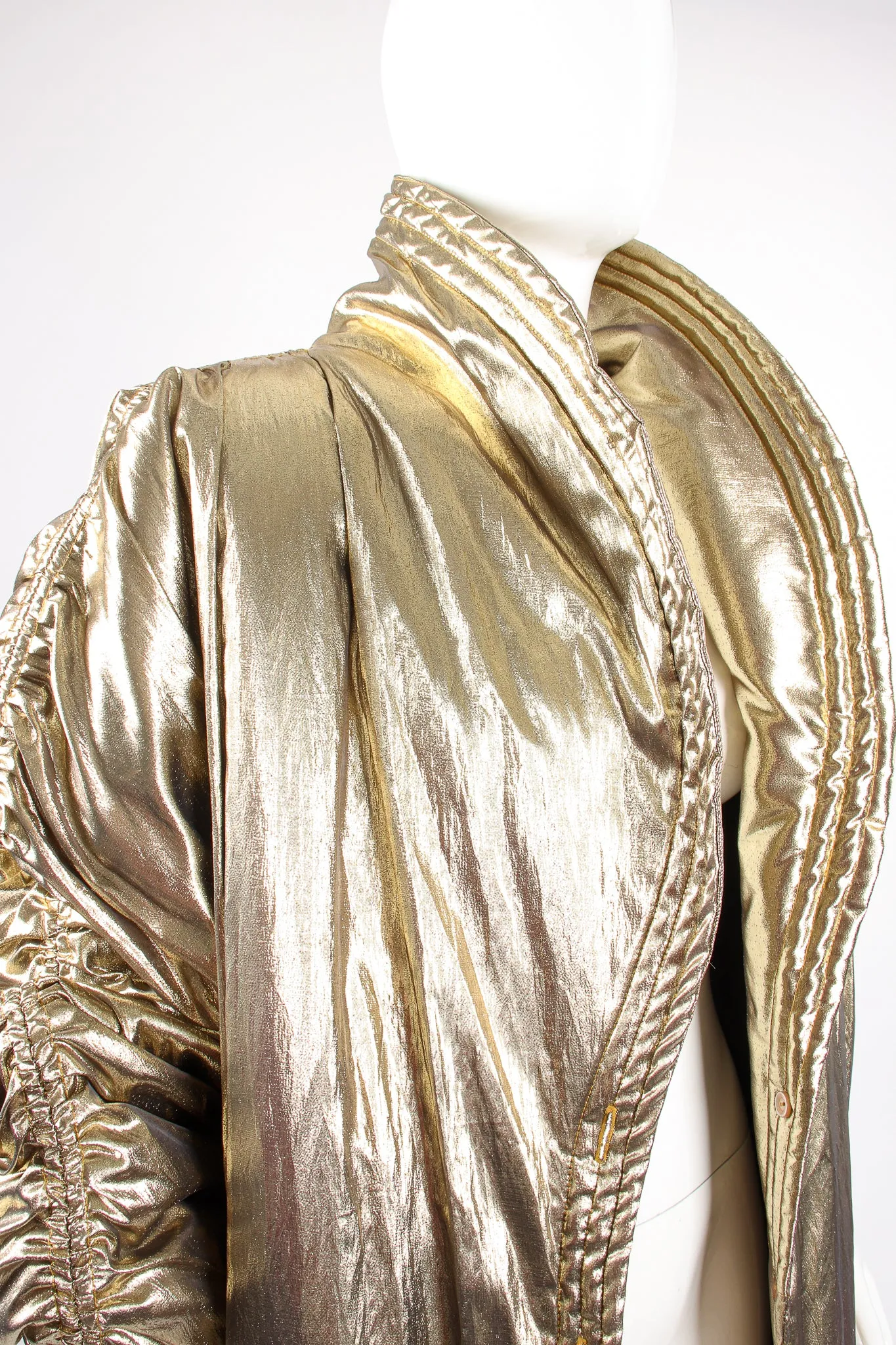 Metallic Lamé Puffer Coat