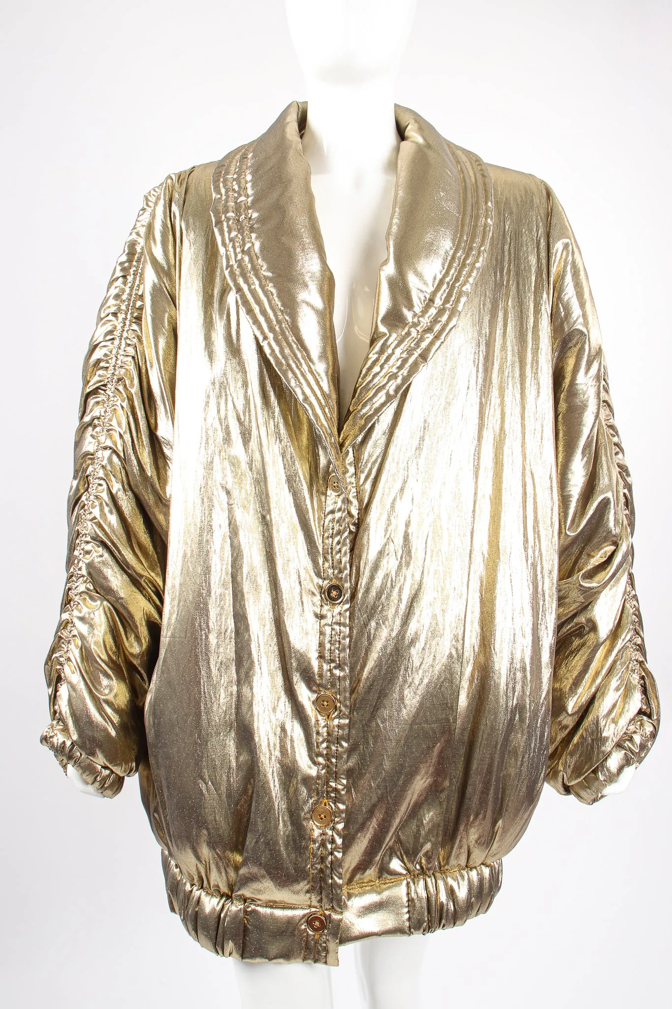 Metallic Lamé Puffer Coat