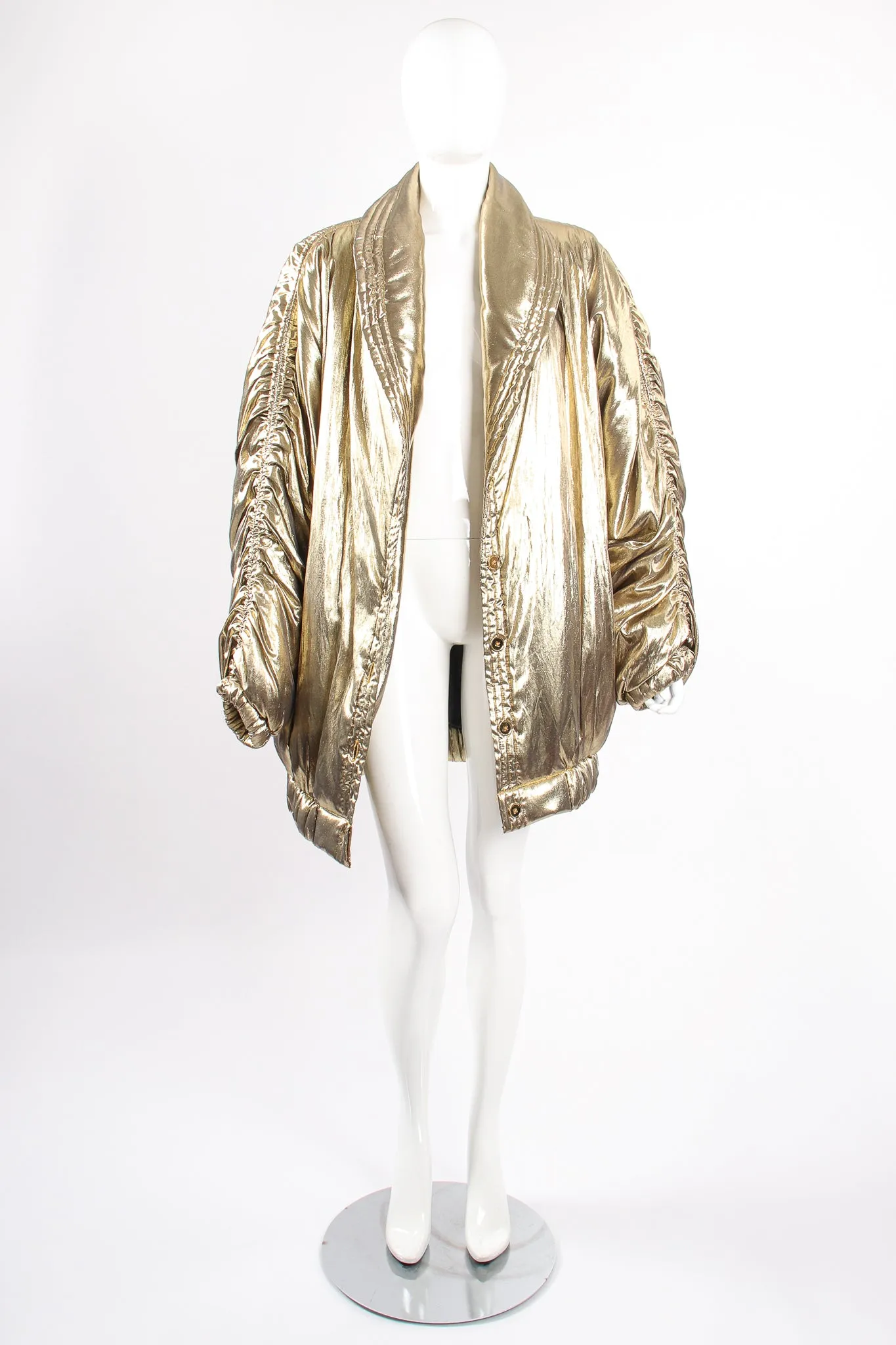 Metallic Lamé Puffer Coat