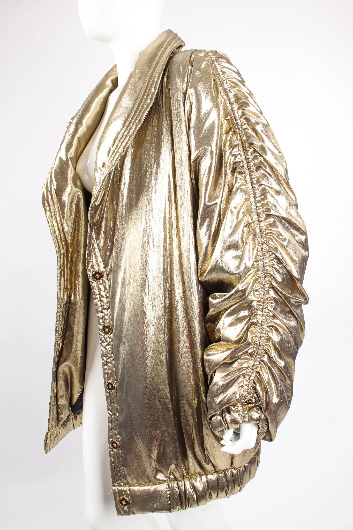 Metallic Lamé Puffer Coat