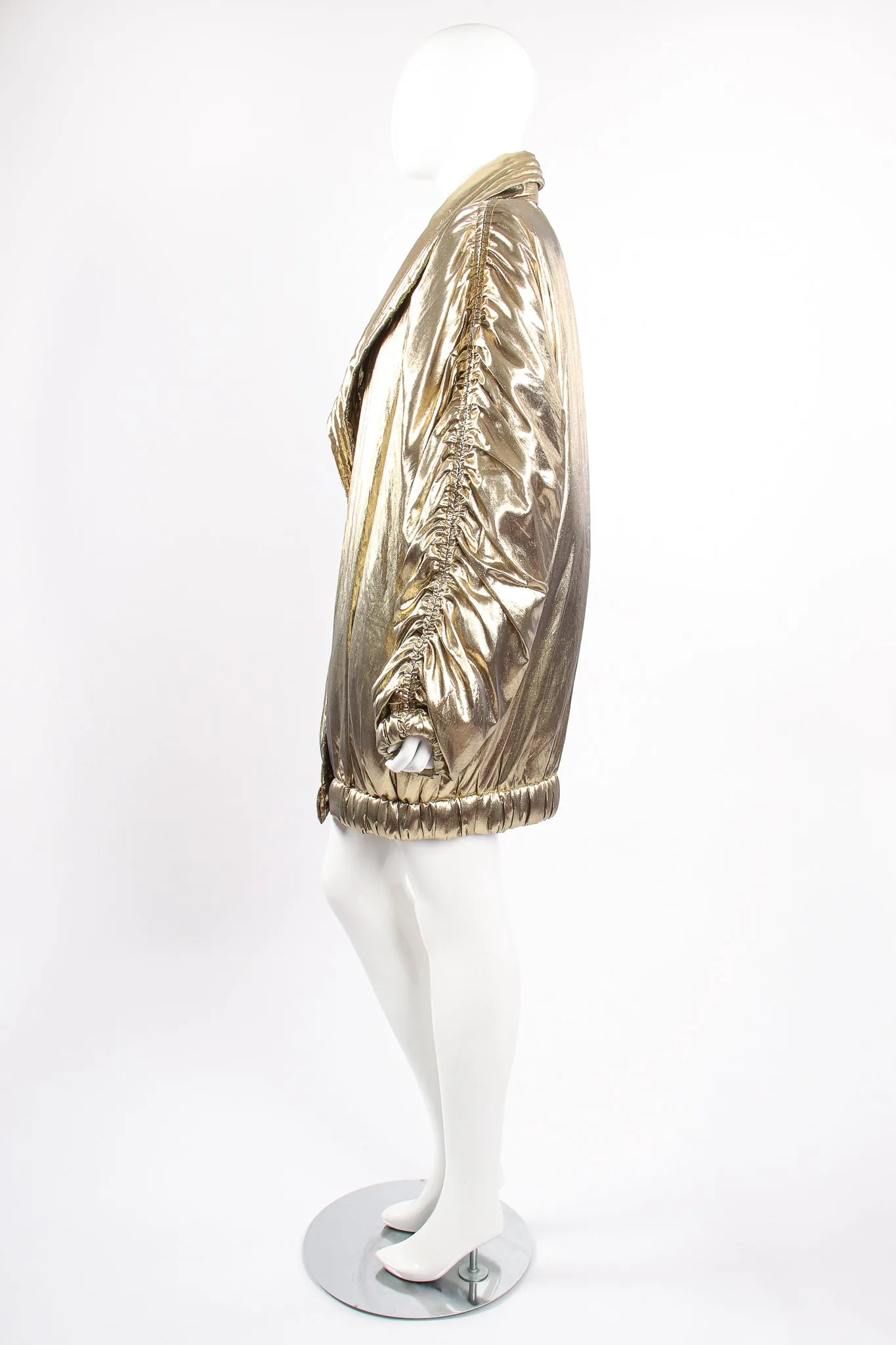 Metallic Lamé Puffer Coat