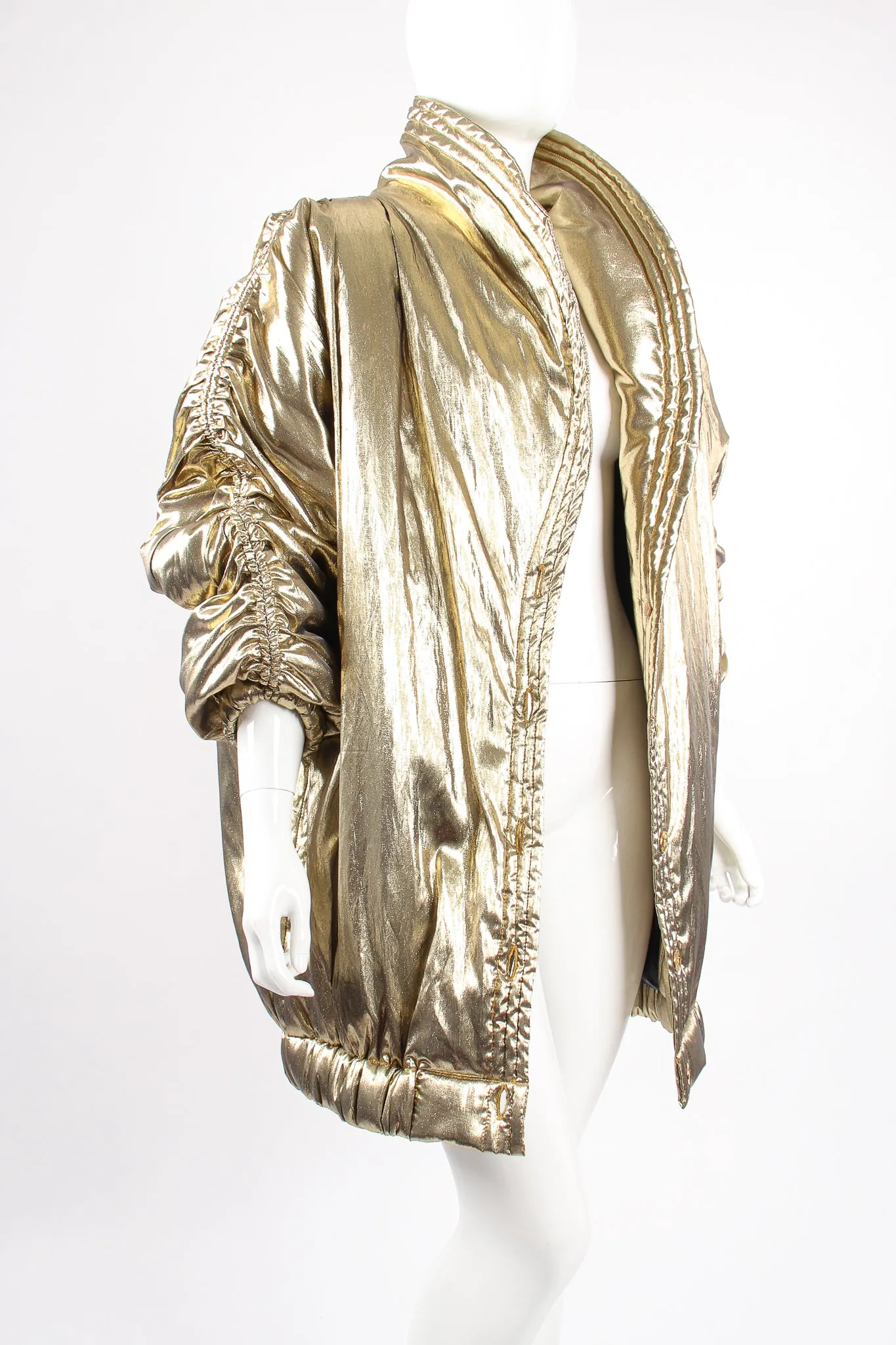 Metallic Lamé Puffer Coat