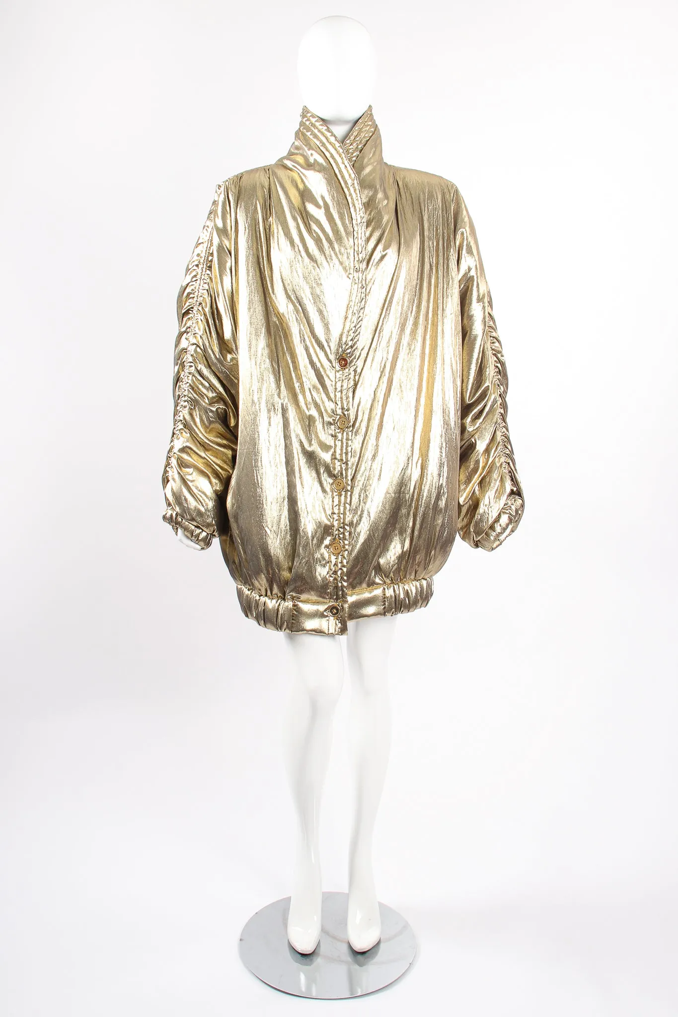 Metallic Lamé Puffer Coat