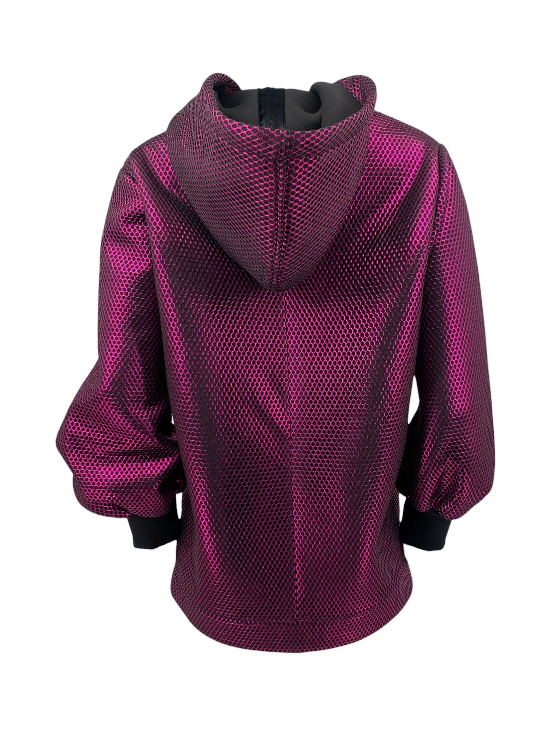 Metallic Neoprene Hoodie - Magenta