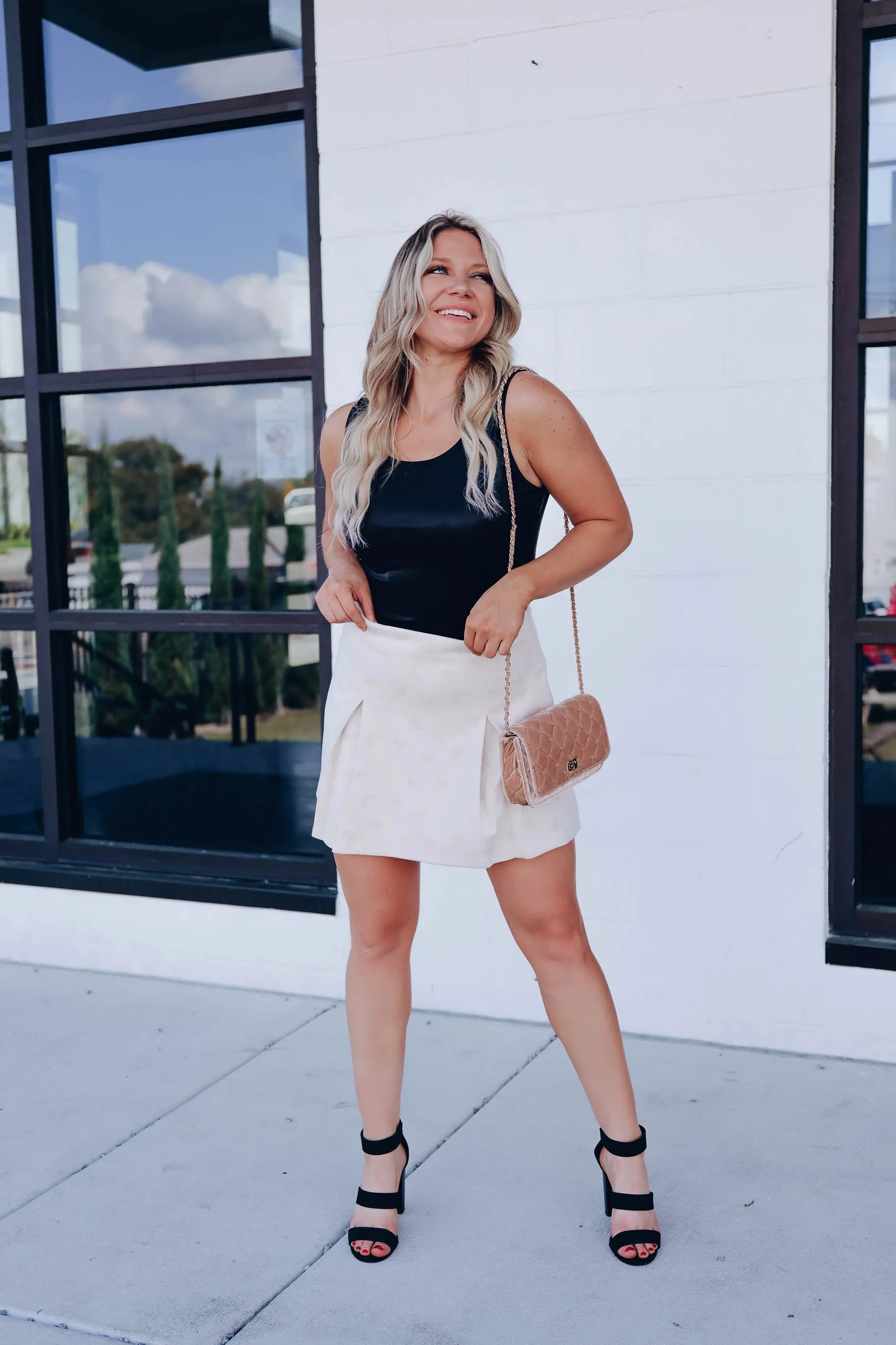 Metallic Sheen Sleeveless Bodysuit - Black