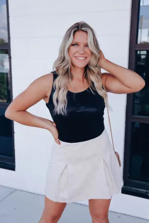 Metallic Sheen Sleeveless Bodysuit - Black