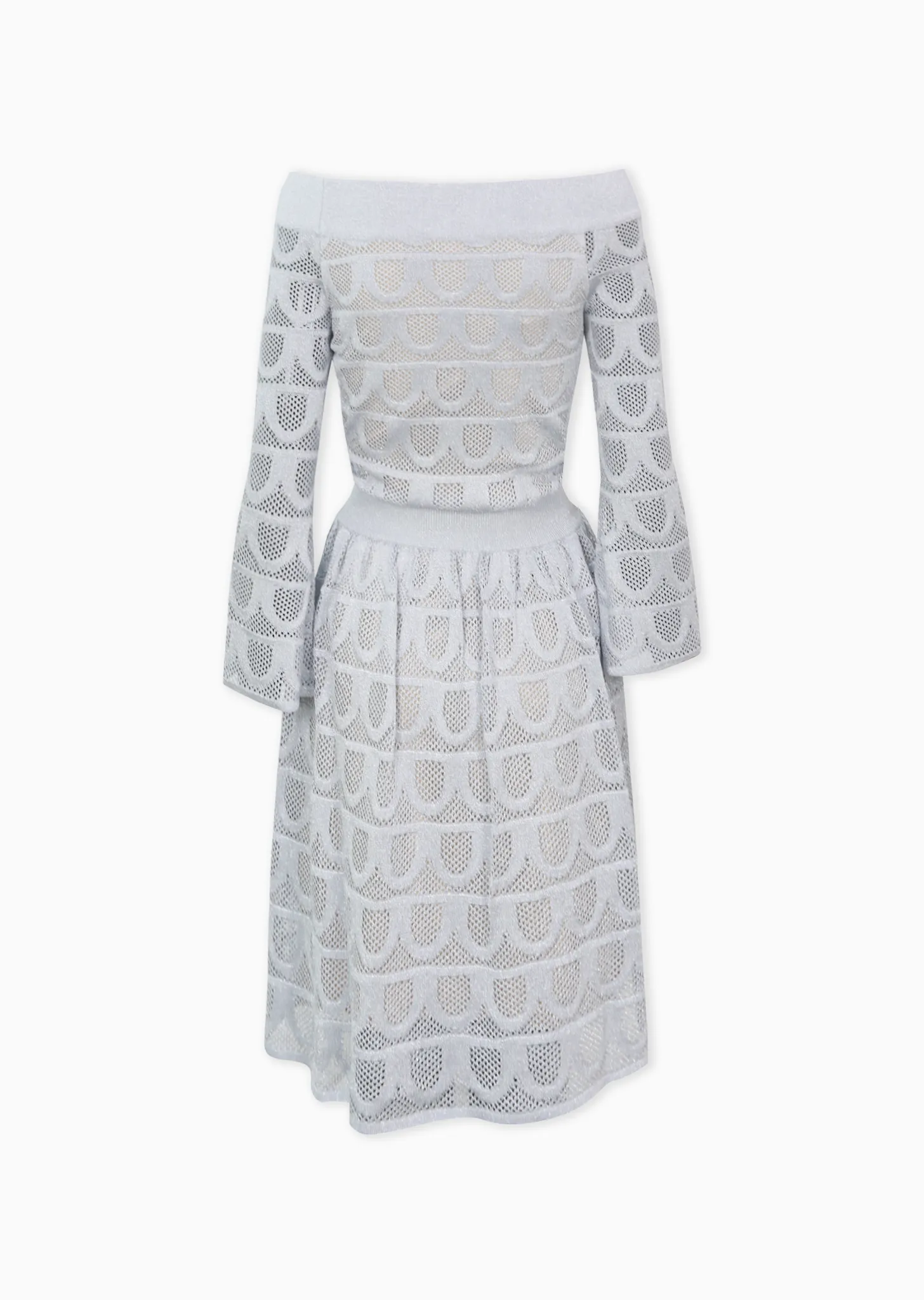 Millicente - Bell Sleeve Off-Shoulder Metallic Dress