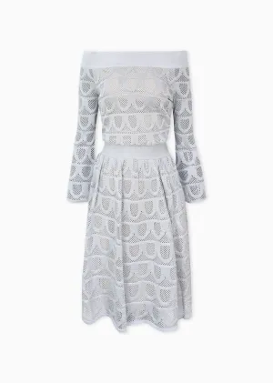 Millicente - Bell Sleeve Off-Shoulder Metallic Dress