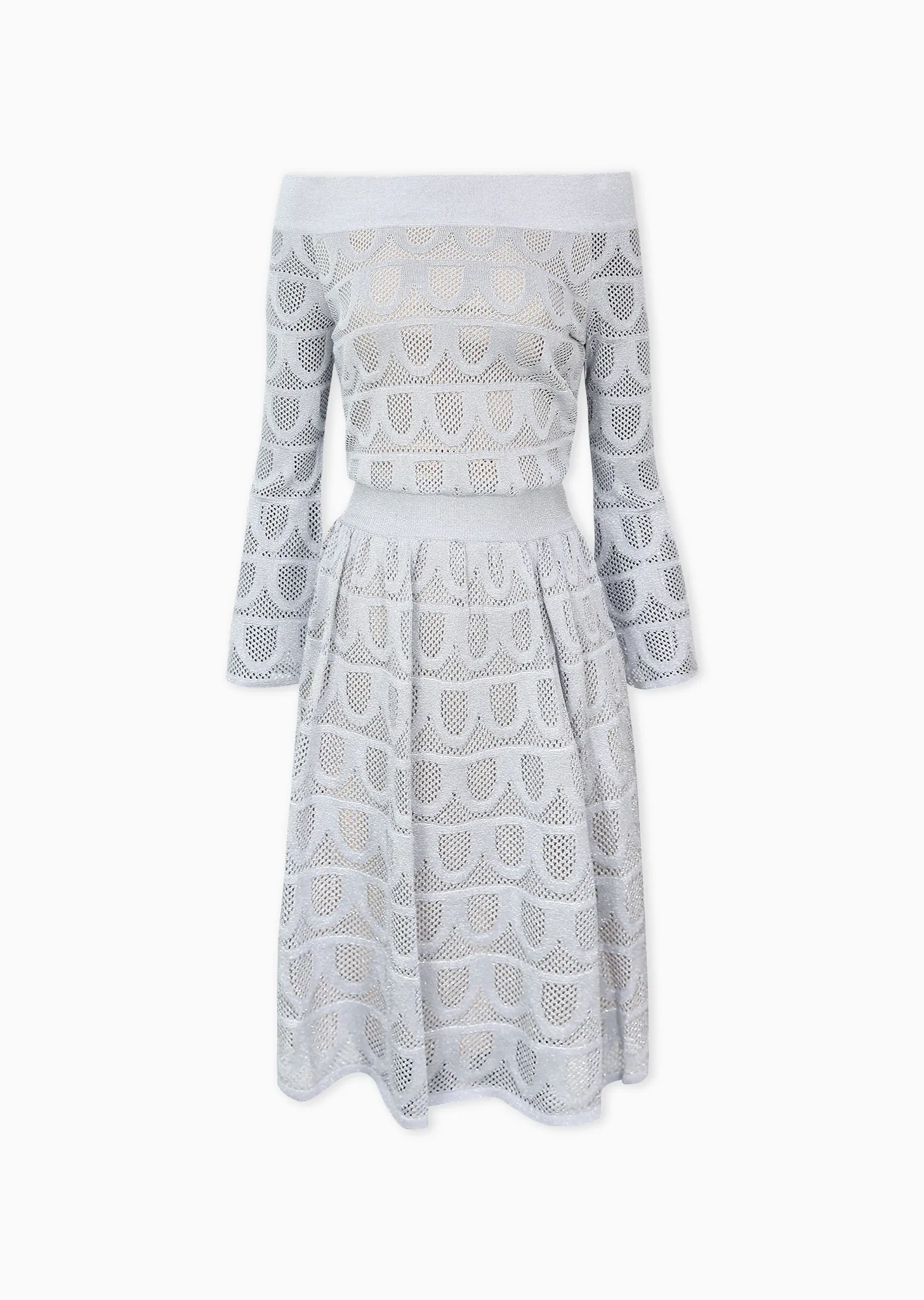 Millicente - Bell Sleeve Off-Shoulder Metallic Dress